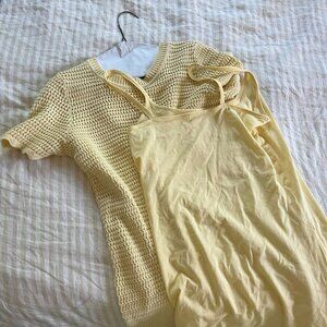 Butter Yellow Gap Crochet Mini Dress NWT